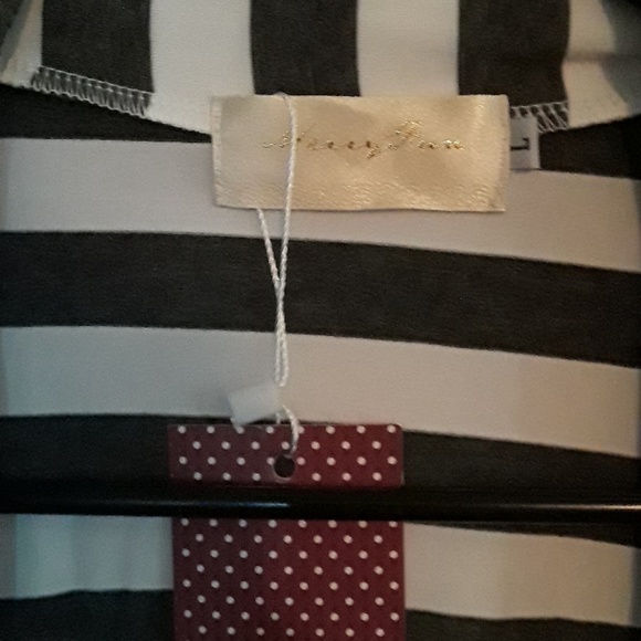 Stripped open front cardigan with elbow patches - Picture 2 of 3